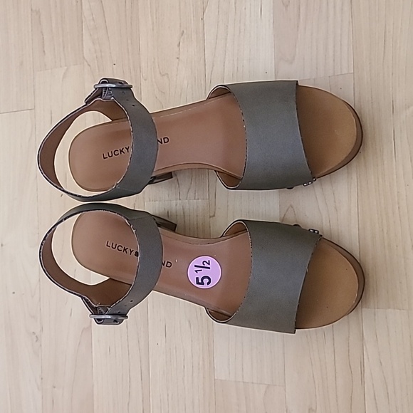 Lucky Brand Hollie Platform Block Heels Sandals Green Natural Color Size 5.5 - Picture 4 of 13